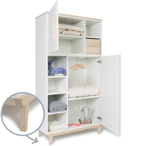 Armario 173 cm 2 puertas NADO retro acabado fresno white