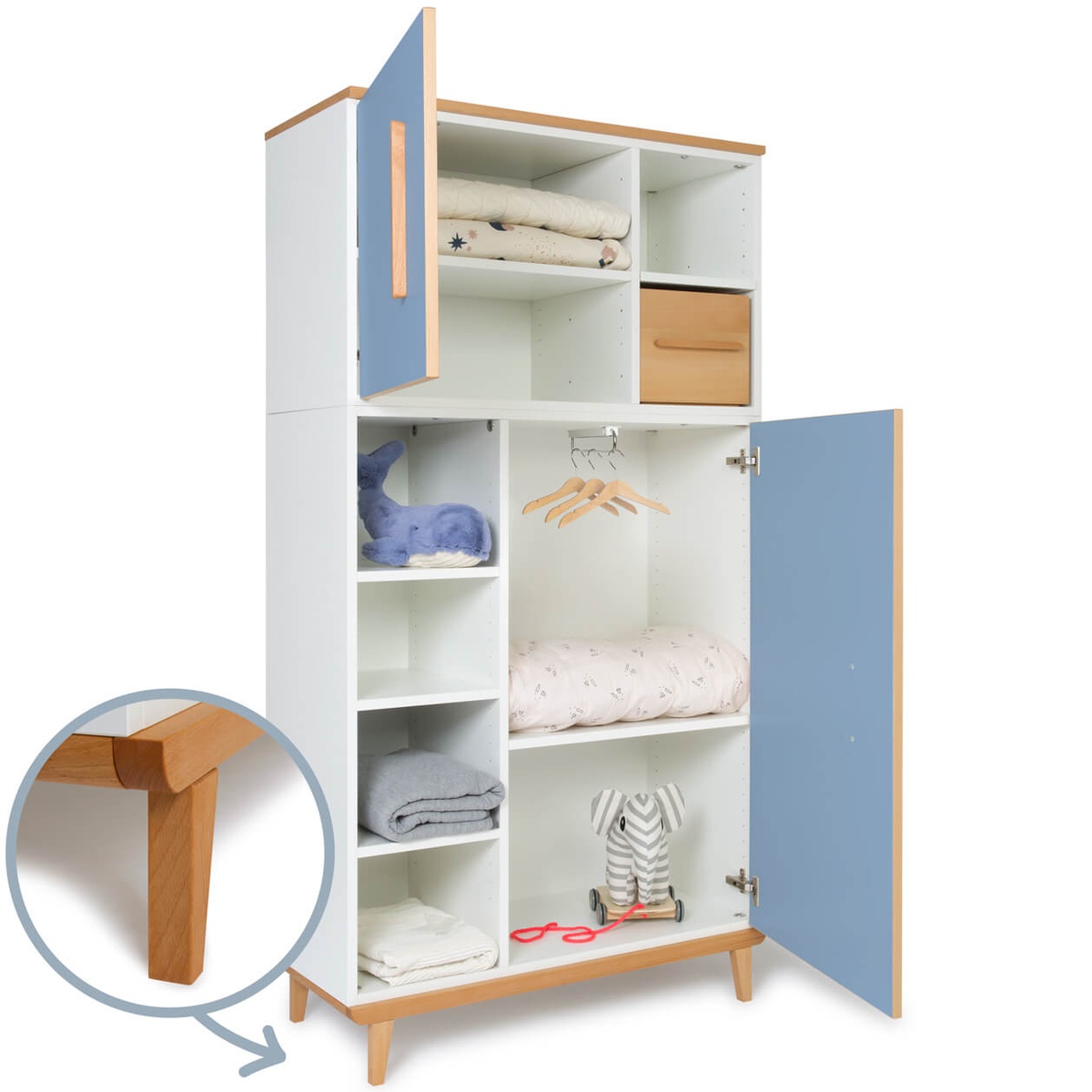 Armario 173 cm 2 puertas NADO Retro acabado haya capri blue