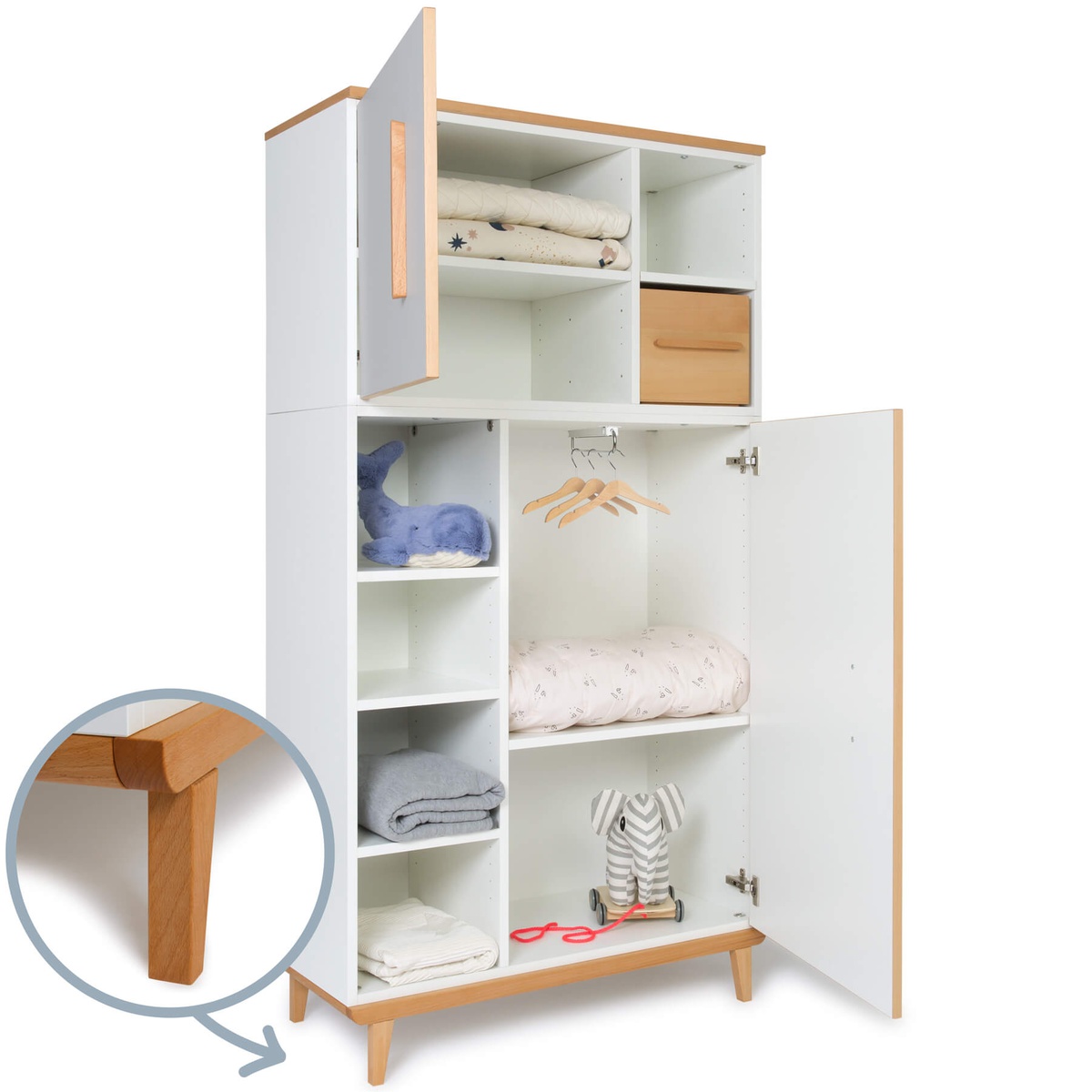 Armario 173 cm 2 puertas NADO Retro acabado haya manhattan grey-white