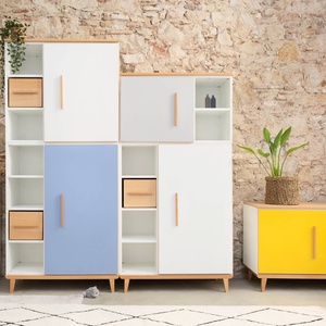Armario 173 cm 2 puertas NADO Retro acabado haya manhattan grey-white