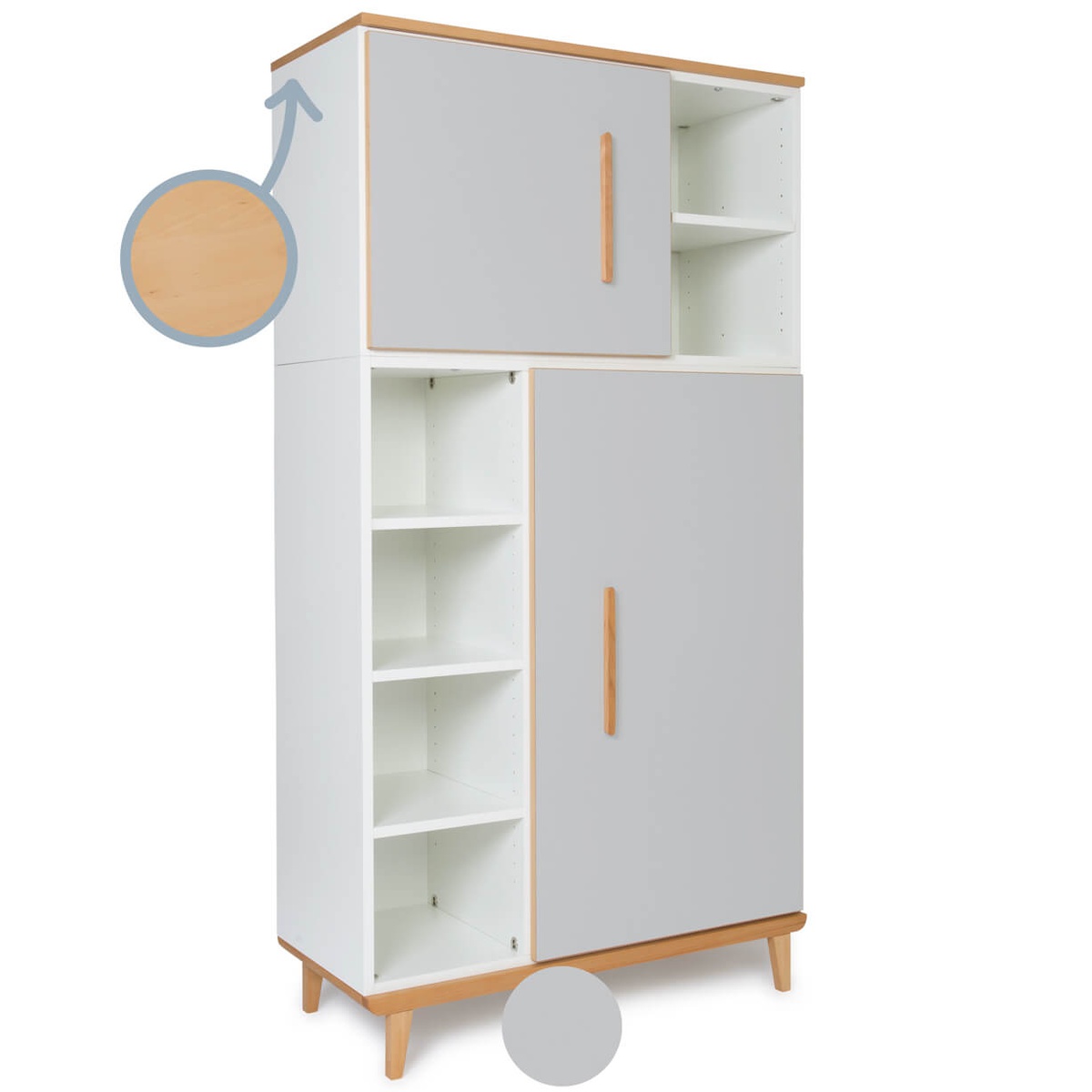 Armario 173 cm 2 puertas NADO Retro acabado haya manhattan grey