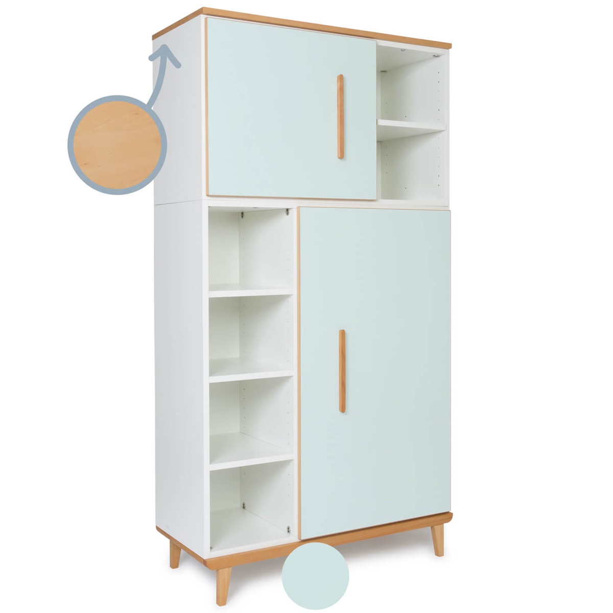 Armario 173 cm 2 puertas NADO Retro acabado haya mint