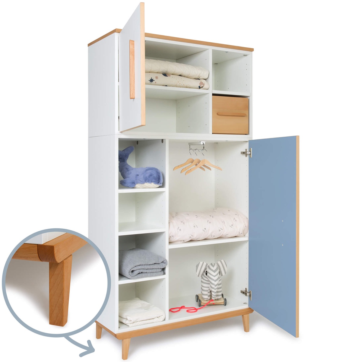 Armario 173 cm 2 puertas NADO Retro acabado haya sky blue-capri blue