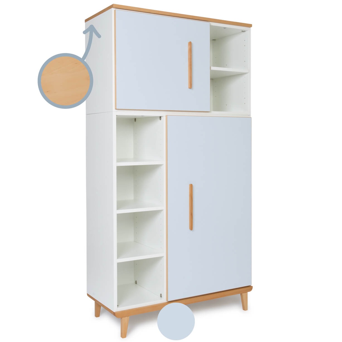 Armario 173 cm 2 puertas NADO Retro acabado haya sky blue