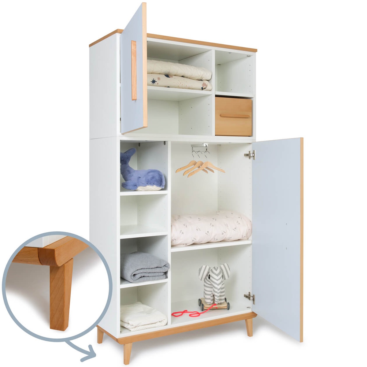 Armario 173 cm 2 puertas NADO Retro acabado haya sky blue