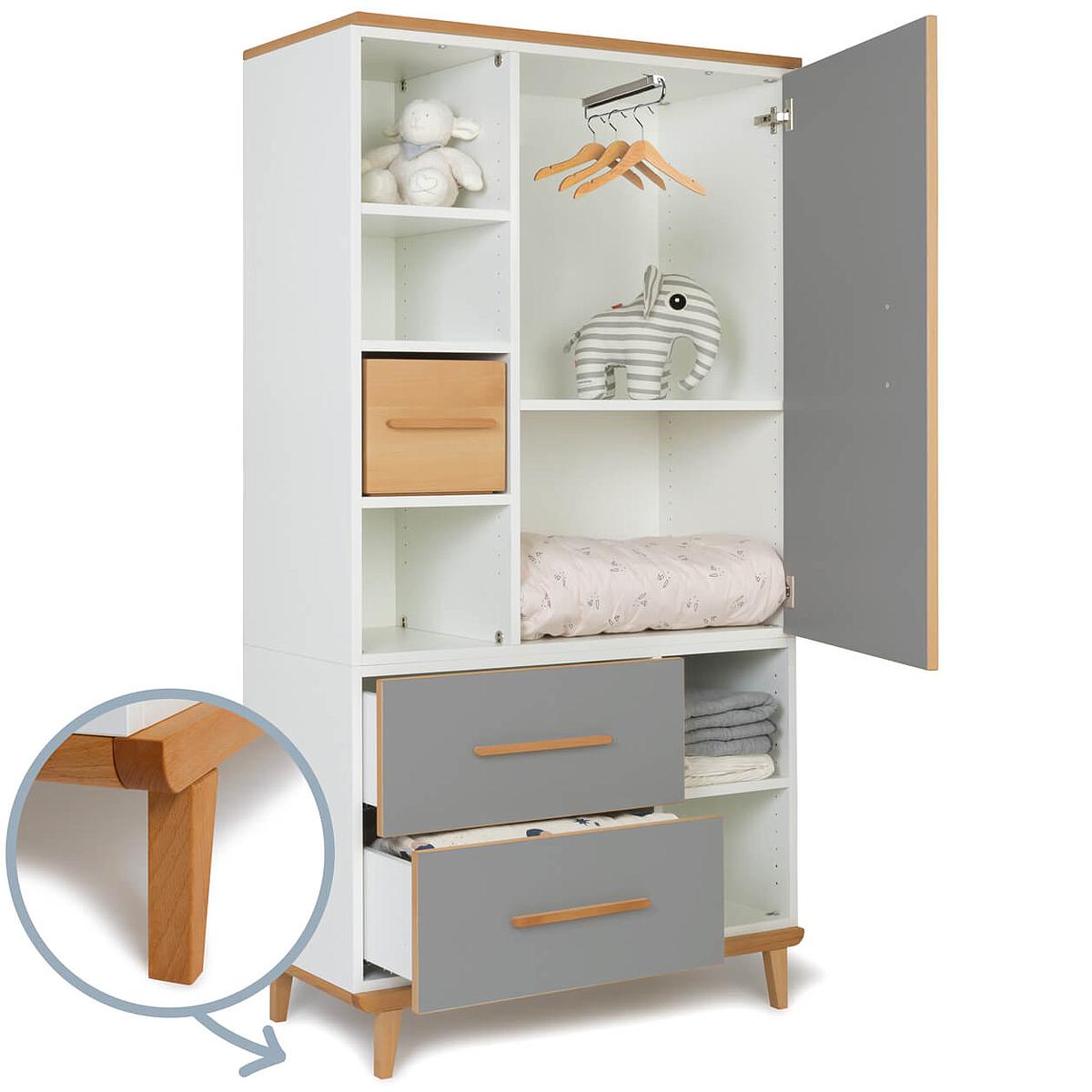 abitare-kids.es | Armario 173cm 1 puerta 2 cajones NADO By A.K. slate grey