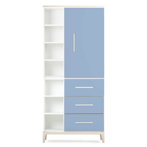 Armario 198 cm 1 puerta 3 cajones NADO Curve acabado fresno capri blue