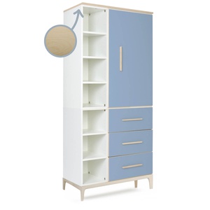 Armario 198 cm 1 puerta 3 cajones NADO Curve acabado fresno capri blue