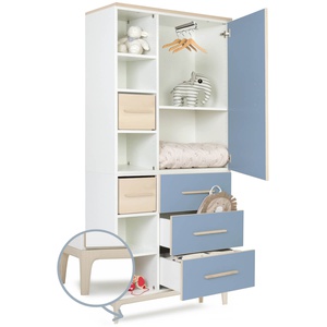 Armario 198 cm 1 puerta 3 cajones NADO Curve acabado fresno capri blue