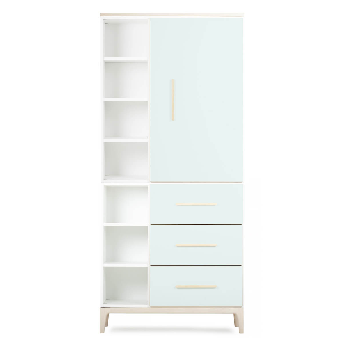 Armario 198 cm 1 puerta 3 cajones NADO Curve acabado fresno mint