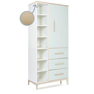 Armario 198 cm 1 puerta 3 cajones NADO Curve acabado fresno mint