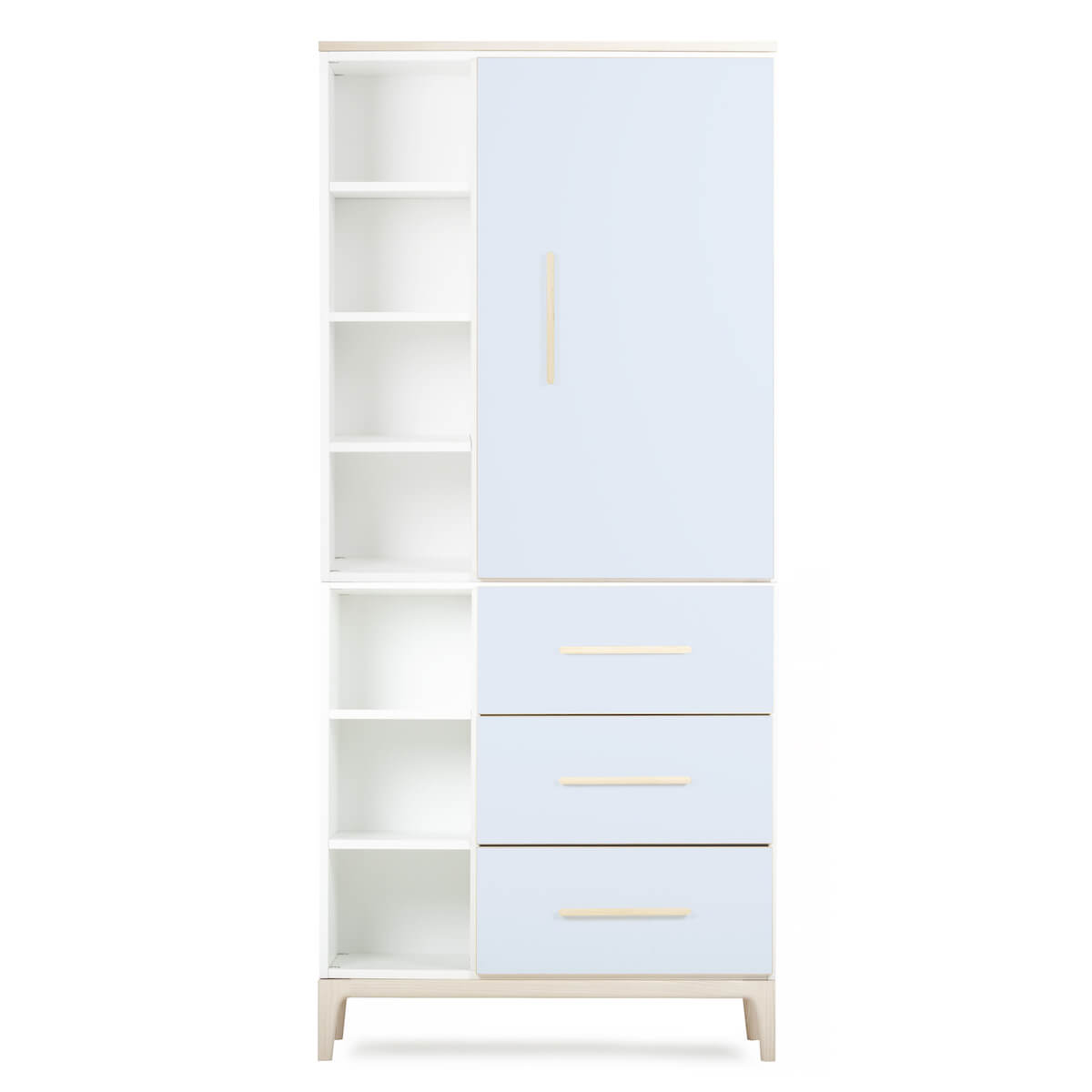 Armario 198 cm 1 puerta 3 cajones NADO Curve acabado fresno sky blue