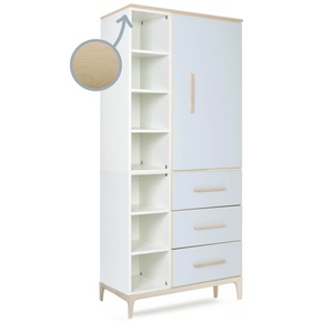 Armario 198 cm 1 puerta 3 cajones NADO Curve acabado fresno sky blue