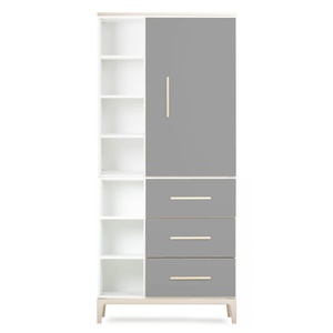 Armario 198 cm 1 puerta 3 cajones NADO Curve acabado fresno slate grey