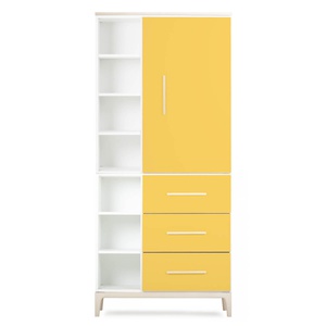 Armario 198 cm 1 puerta 3 cajones NADO Curve acabado fresno sunshine yellow