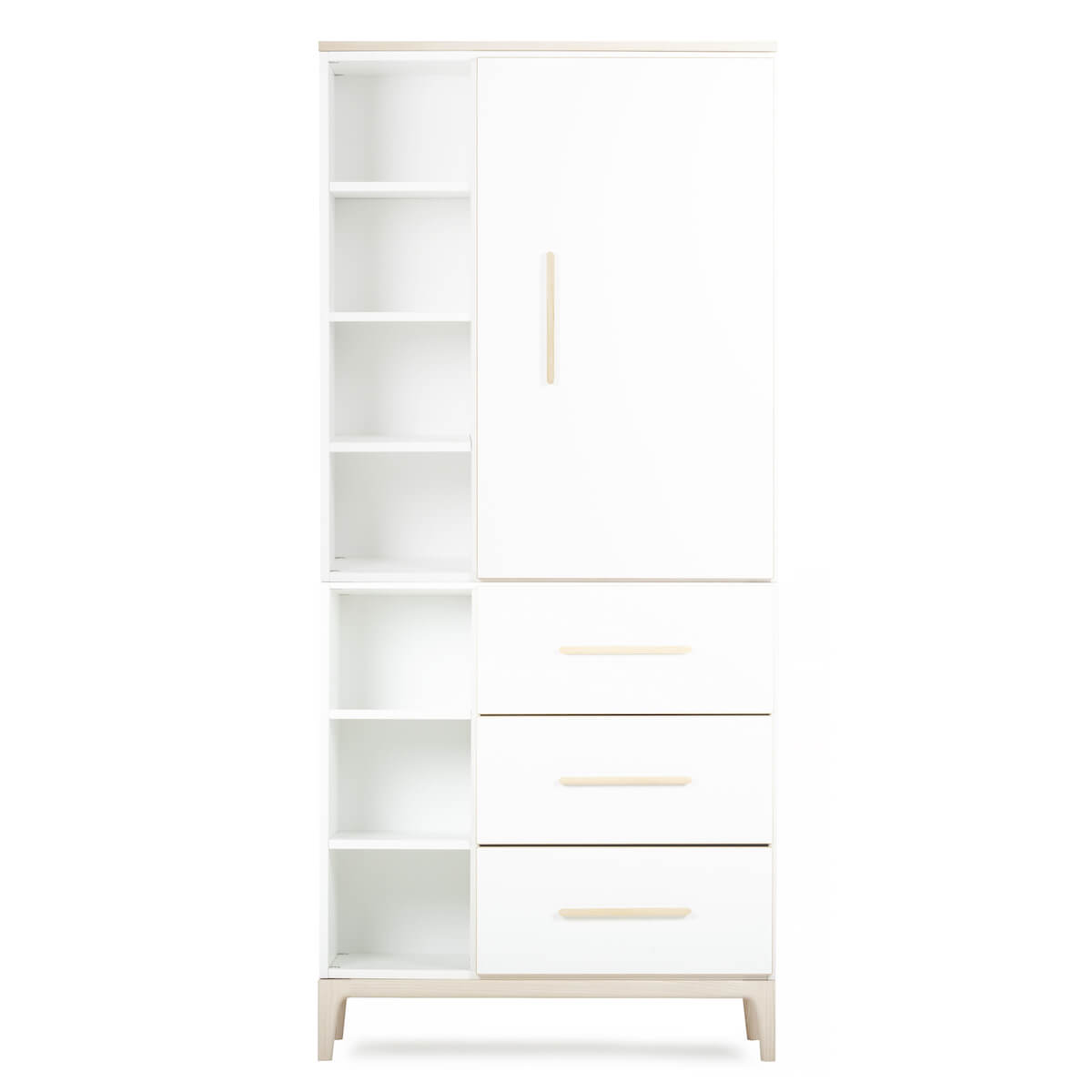 Armario 198 cm 1 puerta 3 cajones NADO Curve acabado fresno white