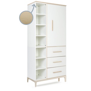 Armario 198 cm 1 puerta 3 cajones NADO Curve acabado fresno white