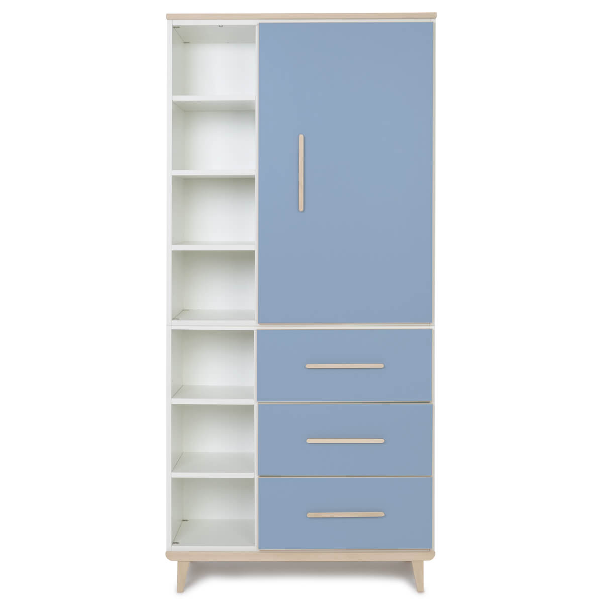 Armario 198 cm 1 puerta 3 cajones NADO Retro acabado fresno capri blue