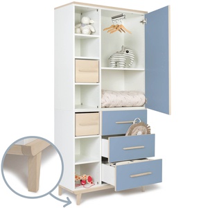 Armario 198 cm 1 puerta 3 cajones NADO Retro acabado fresno capri blue