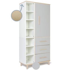 Armario 198 cm 1 puerta 3 cajones NADO Retro acabado fresno manhattan grey
