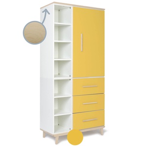 Armario 198 cm 1 puerta 3 cajones NADO Retro acabado fresno sunshine yellow