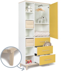 Armario 198 cm 1 puerta 3 cajones NADO Retro acabado fresno sunshine yellow