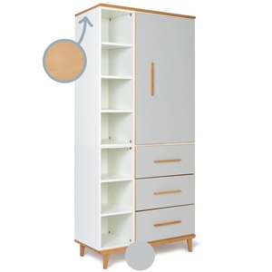 Armario 198 cm 1 puerta 3 cajones NADO Retro acabado haya manhattan grey