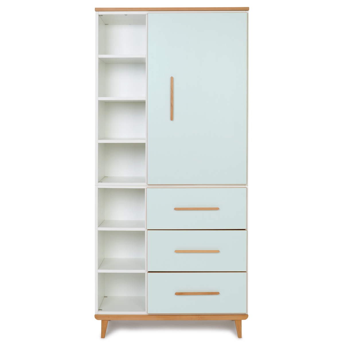 Armario 198 cm 1 puerta 3 cajones NADO Retro acabado haya mint