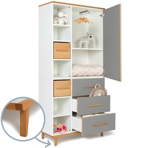 Armario 198 cm 1 puerta 3 cajones NADO Retro acabado haya slate grey