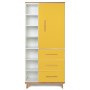 Armario 198 cm 1 puerta 3 cajones NADO Retro acabado haya sunshine yellow