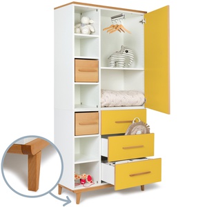 Armario 198 cm 1 puerta 3 cajones NADO Retro acabado haya sunshine yellow