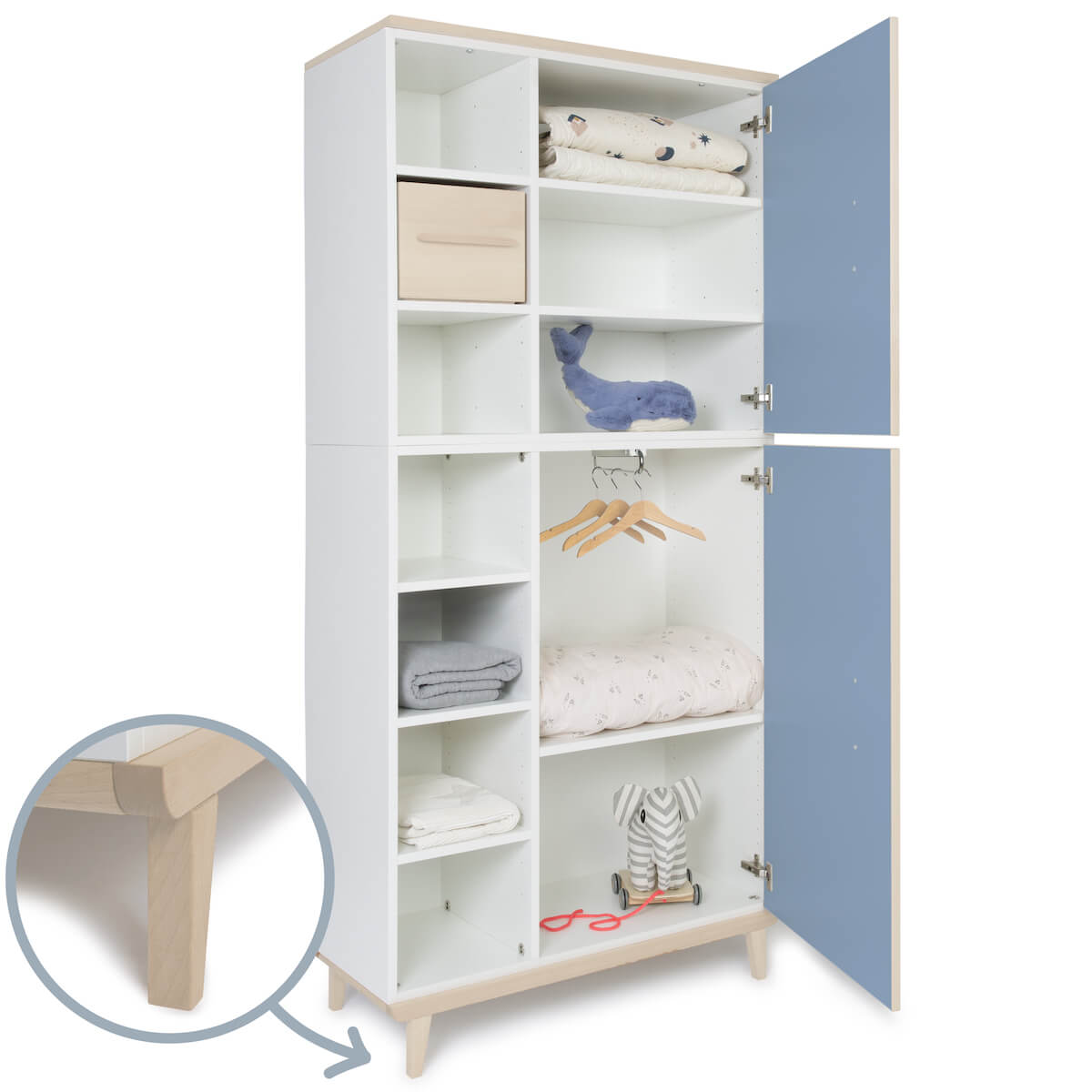 Armario 198 cm 2 puertas NADO Retro acabado fresno capri blue