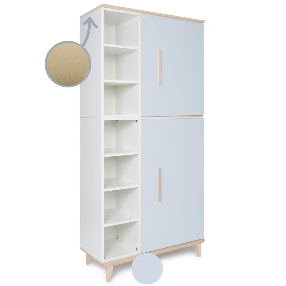 Armario 198 cm 2 puertas NADO Retro acabado fresno sky blue