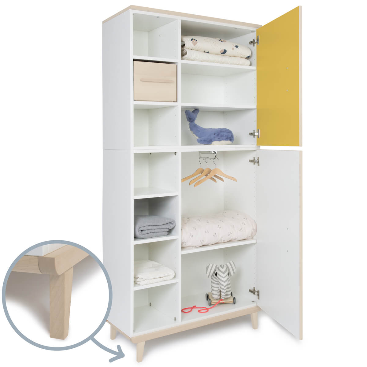 Armario 198 cm 2 puertas NADO Retro acabado fresno sunshine yellow-white