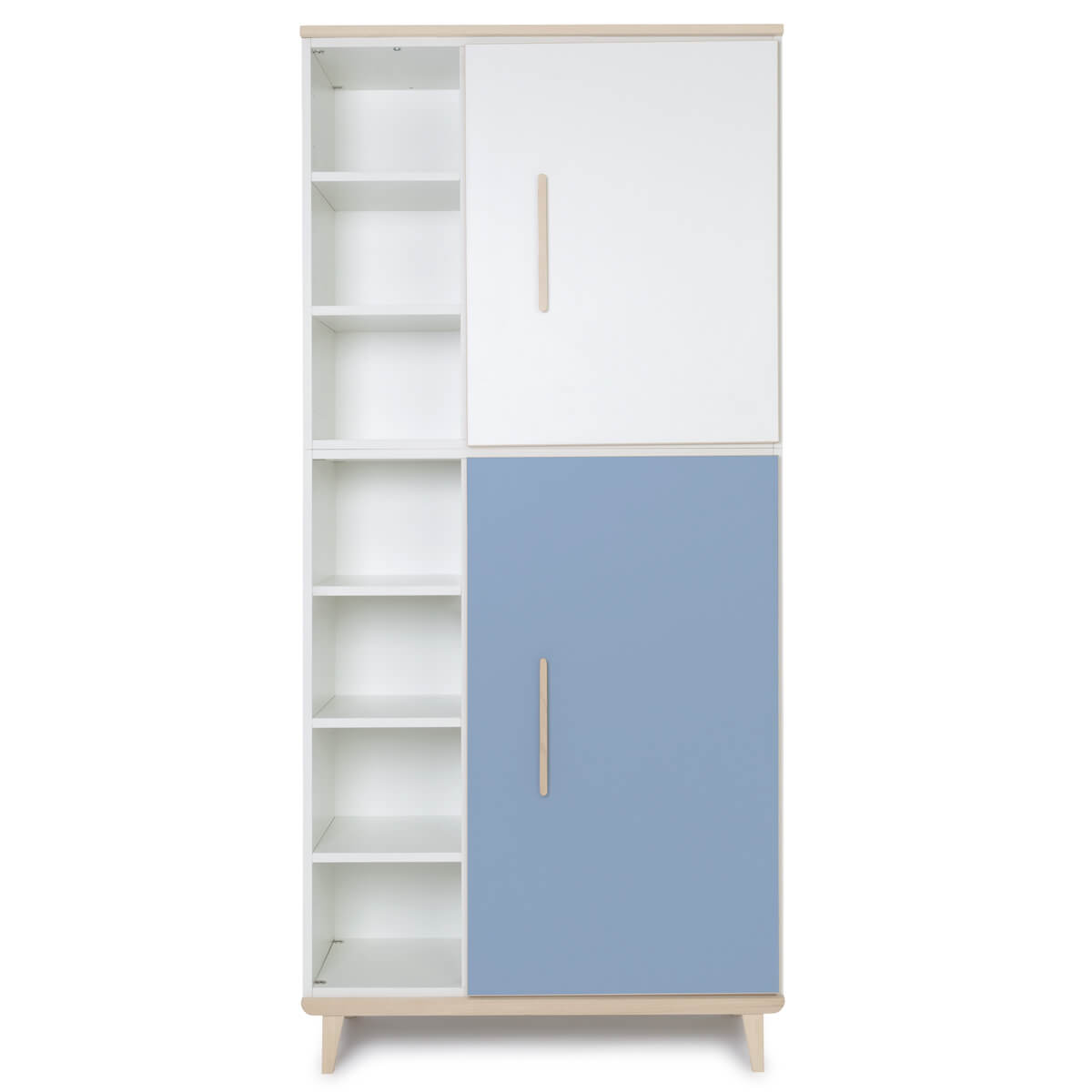 Armario 198 cm 2 puertas NADO Retro acabado fresno white-capri blue