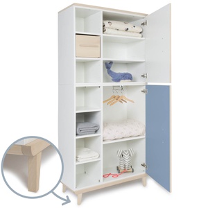 Armario 198 cm 2 puertas NADO Retro acabado fresno white-capri blue
