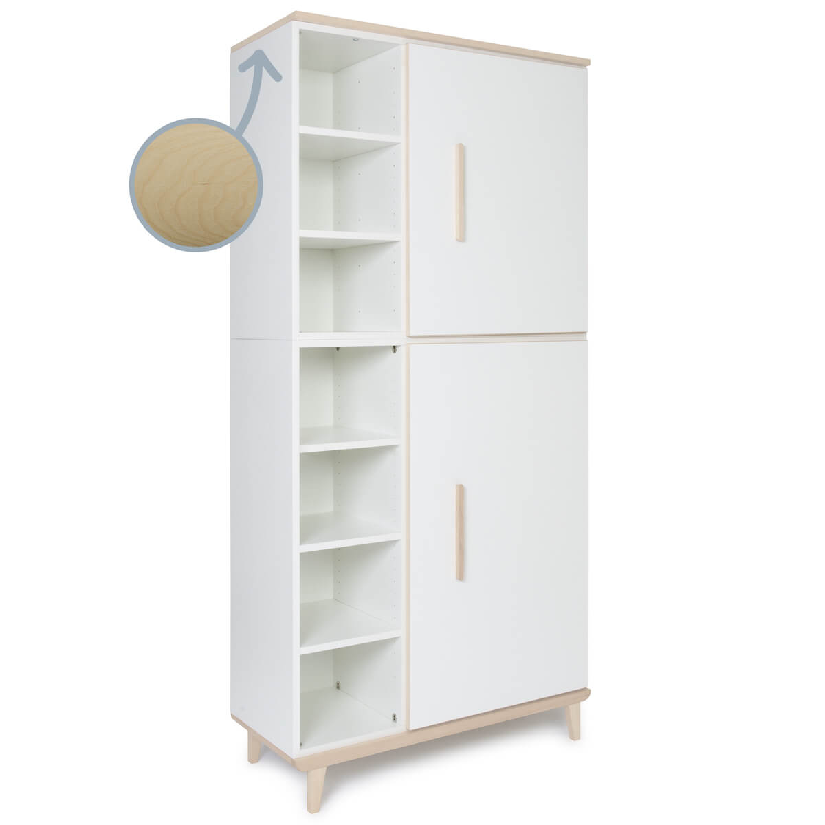 Armario 198 cm 2 puertas NADO Retro acabado fresno white