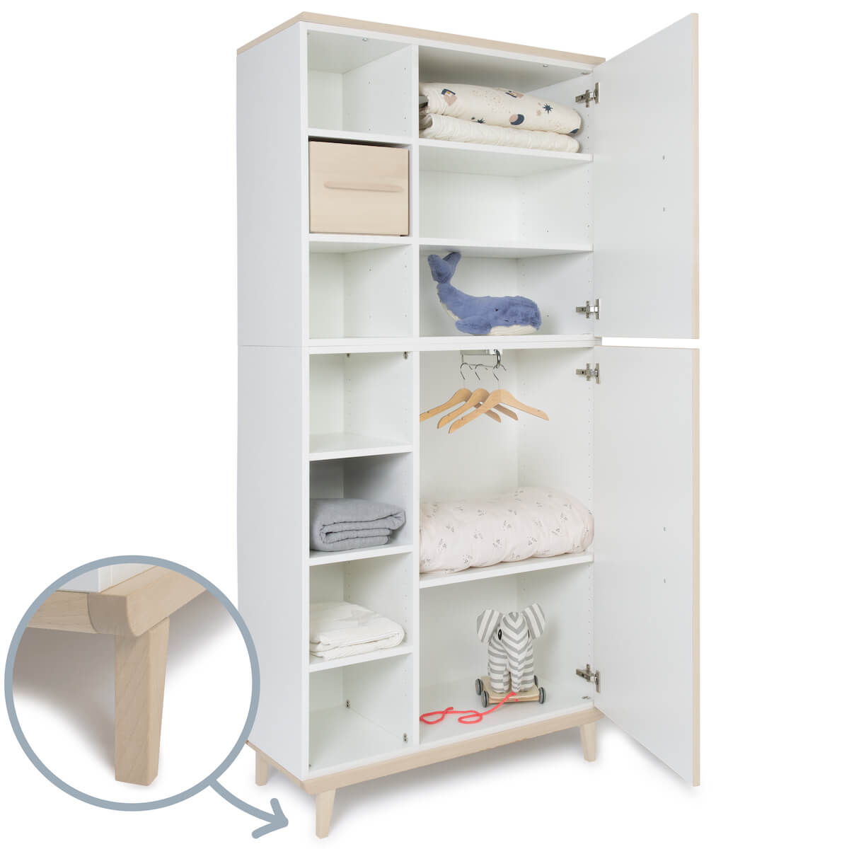 Armario 198 cm 2 puertas NADO Retro acabado fresno white