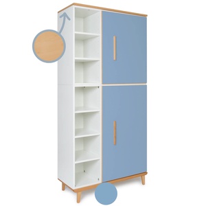Armario 198 cm 2 puertas NADO Retro acabado haya capri blue