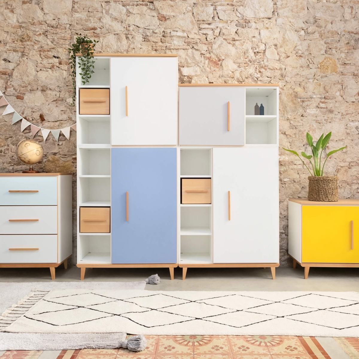 Armario 198 cm 2 puertas NADO Retro acabado haya mint