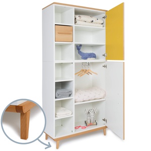 Armario 198 cm 2 puertas NADO Retro acabado haya sunshine yellow-white
