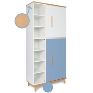 Armario 198 cm 2 puertas NADO Retro acabado haya white-capri blue