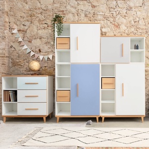 Armario 198 cm 2 puertas NADO Retro acabado haya white-capri blue