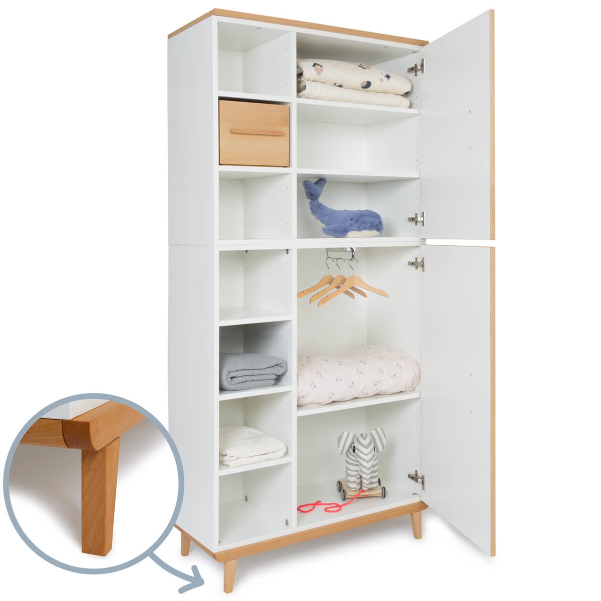 Armario 198 cm 2 puertas NADO Retro acabado haya white