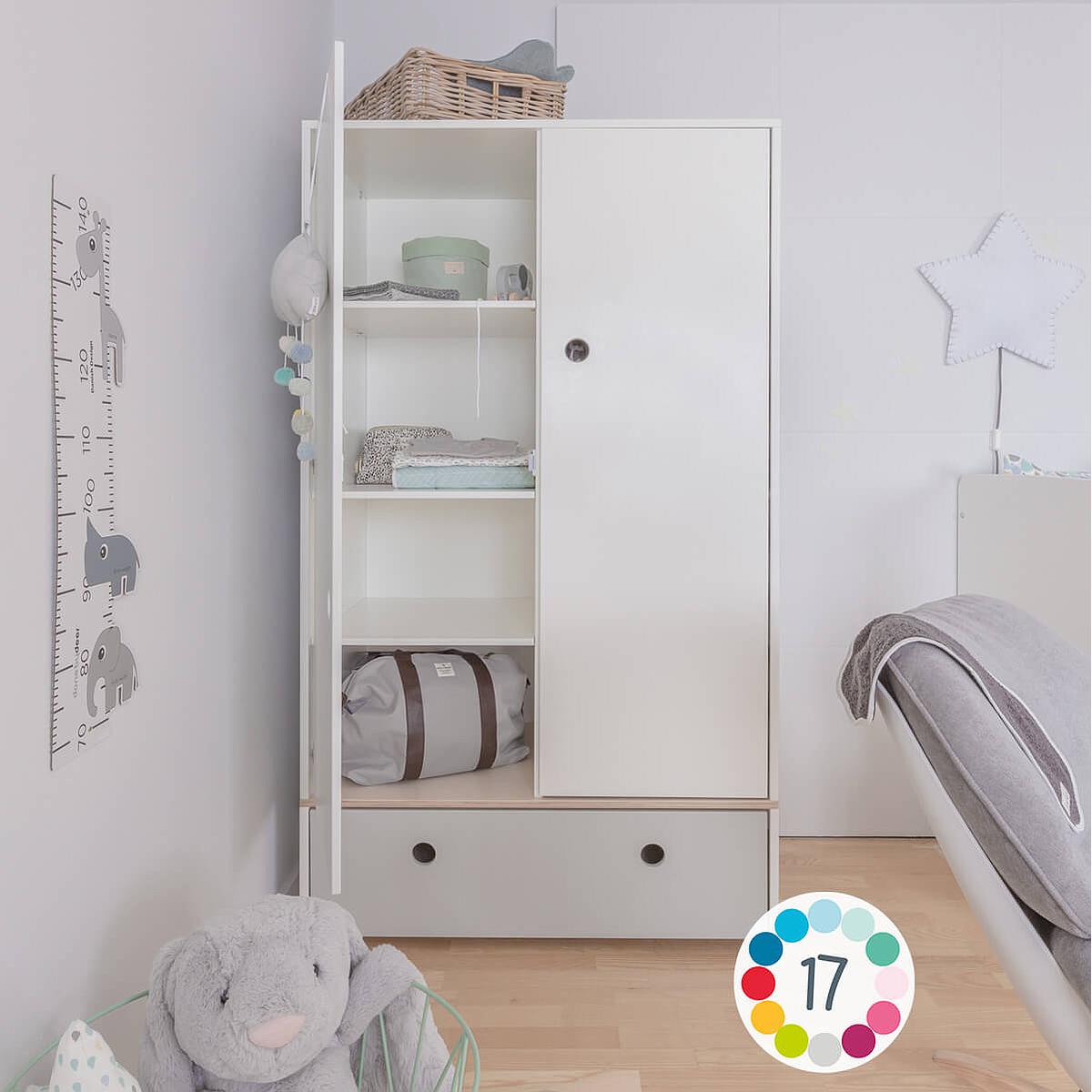 Armario 2 puertas COLORFLEX cajón frontal pearl grey 