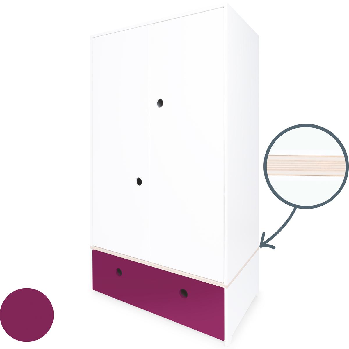 Armario 2 puertas COLORFLEX cajón frontal plum 
