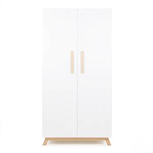 Armario 2 puertas SARA Basiak MDF blanco y haya aceitada