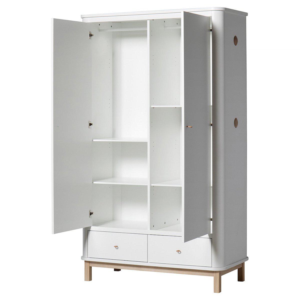 Armario 2 puertas WOOD Oliver Furniture blanco-roble