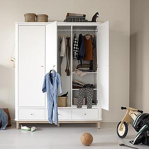 Armario 3 puertas WOOD Oliver Furniture blanco-roble