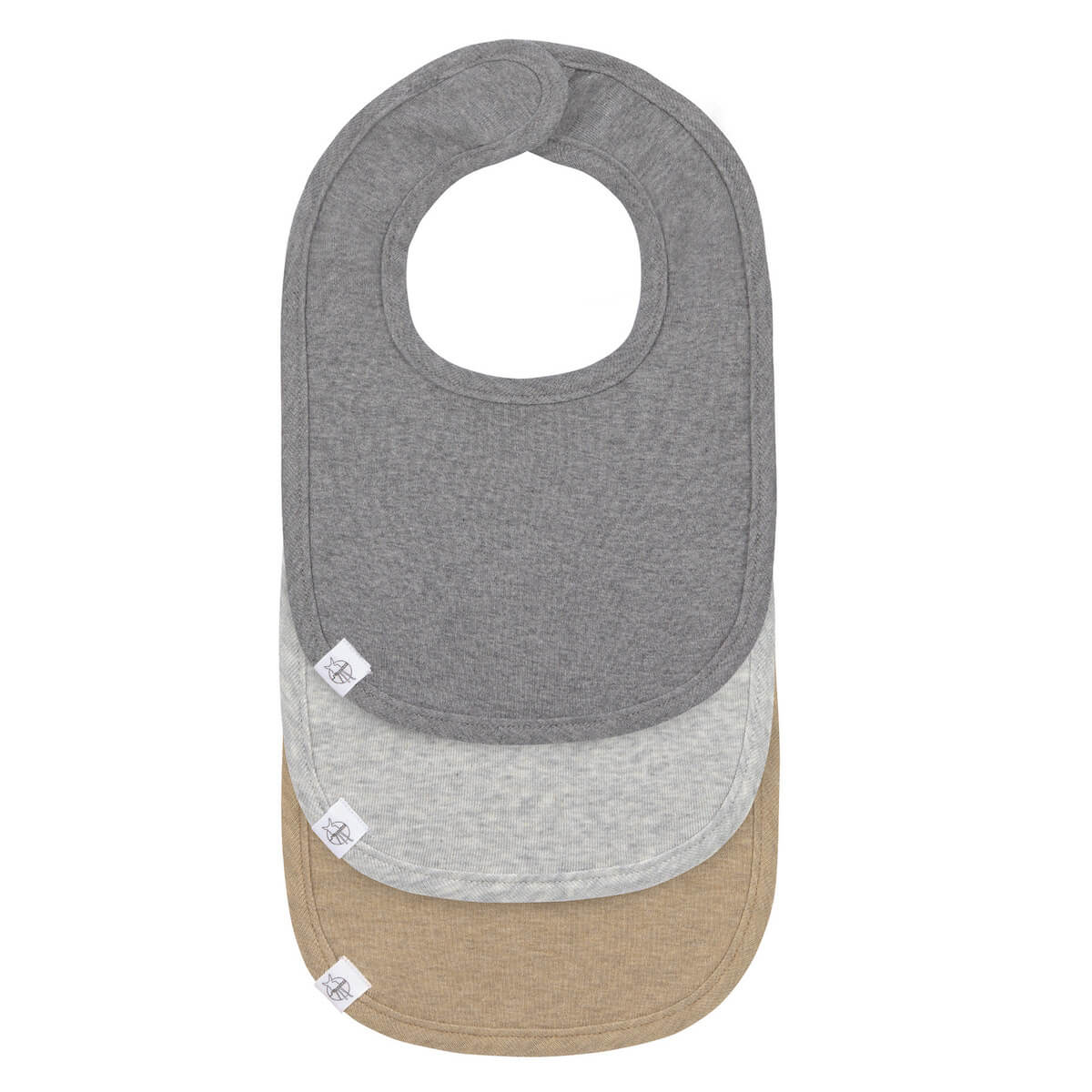 Babero bebé 3pzas GOTS Laessig dark grey-light grey-nature melange